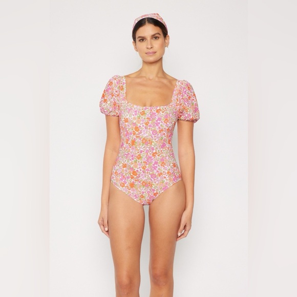 Marina West Swim Vacay Ready Puff Sleeve Bikini in Gum Leaf main image 0